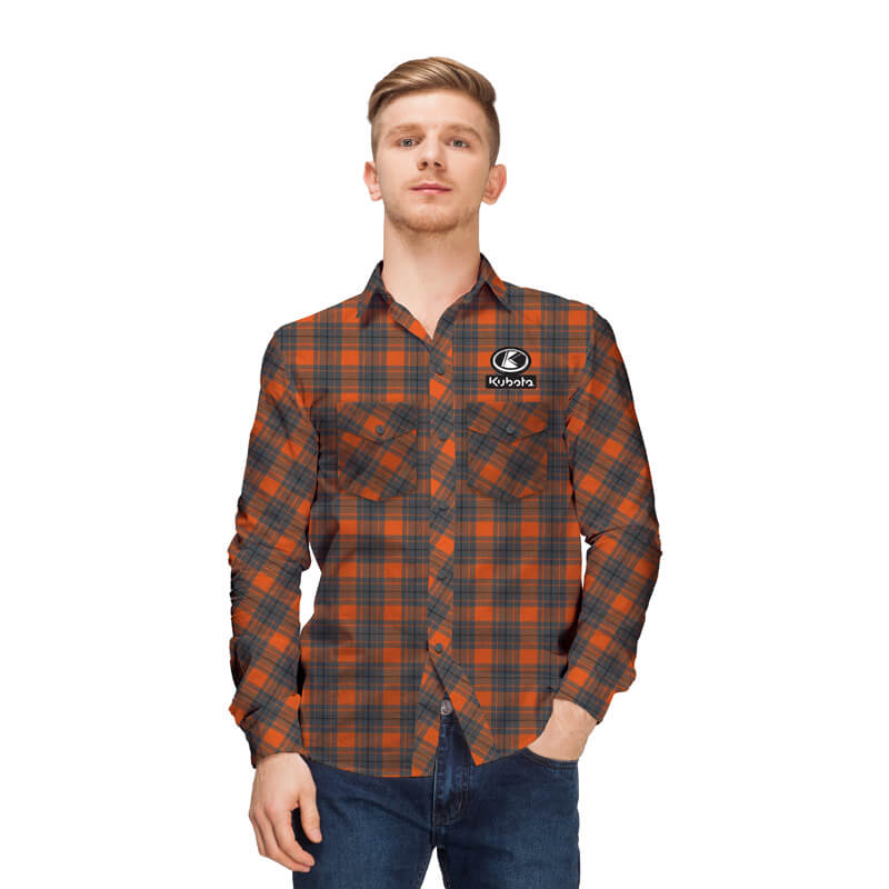 UNISEX BOX PLAID L/S FLANNEL SHIRT