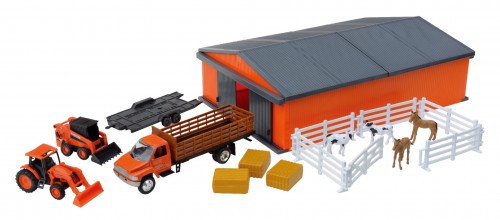 KUBOTA TOY - FARM EQUIPMENT VEHICLES AND SHED SET