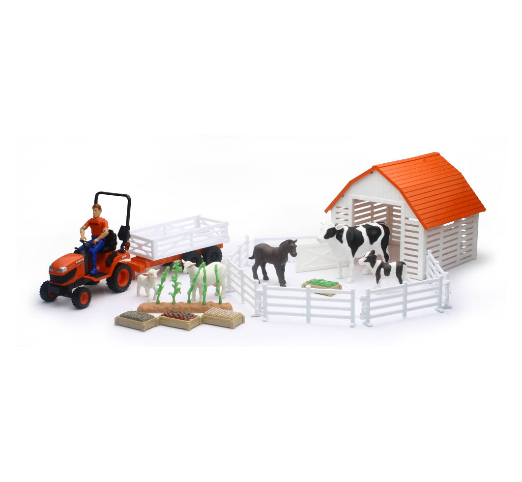 KUBOTA TOY - TRACTOR WITH FARM ANIMALS PLAYSET