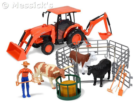 KUBOTA TOY - L6060 TRACTOR WITH RANCH COWS PLAYSET